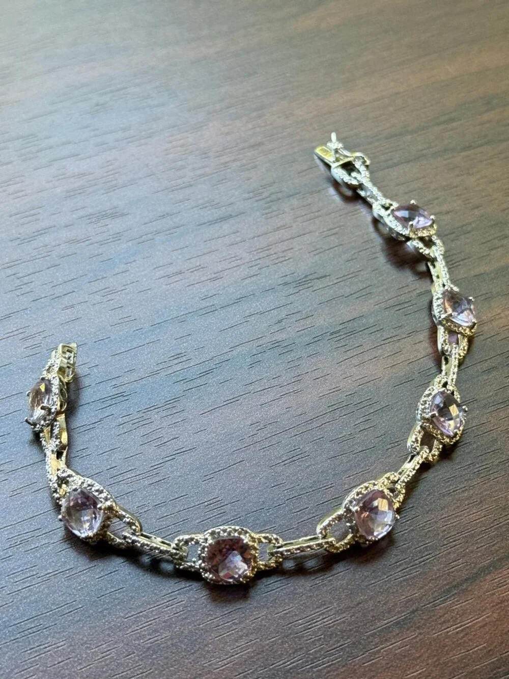 Lilac Amethyst and Sterling Silver Link Bracelet